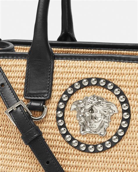 versace embroidered black bag 2022|Versace tote bag.